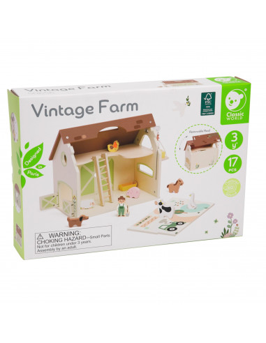 CLASSIC WORLD Wooden Farm House Vintage Figure Set 17 pcs.