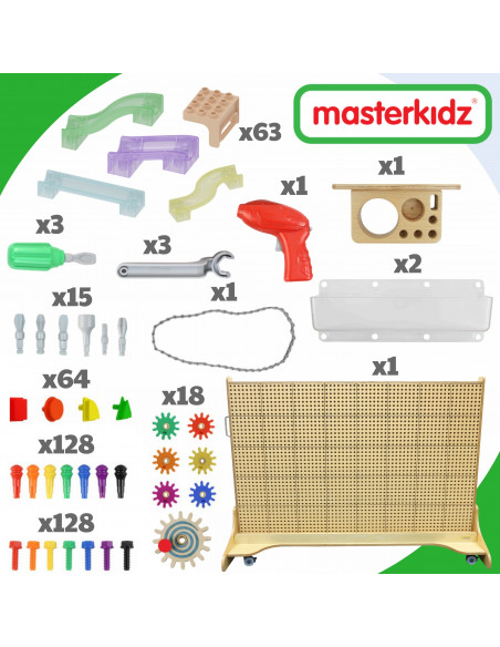 MASTERKIDZ Freestanding STEM Creative Learning Board 166 x 125 cm + Accessories Set