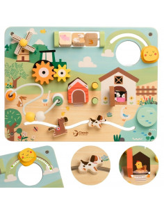 CLASSIC WORLD Wooden Manipulative Activity Board Farm