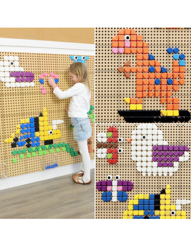 MASTERKIDZ Отдельно стоящая стена STEM + аксессуары: Дюбели, лотки, блоки, инструменты