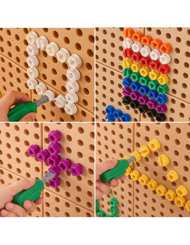 MASTERKIDZ Отдельно стоящая стена STEM + аксессуары: Дюбели, лотки, блоки, инструменты