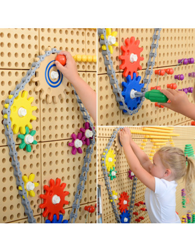 MASTERKIDZ Freestanding STEM Wall + Accessories: Dowels, Trays, Blocks, Tools