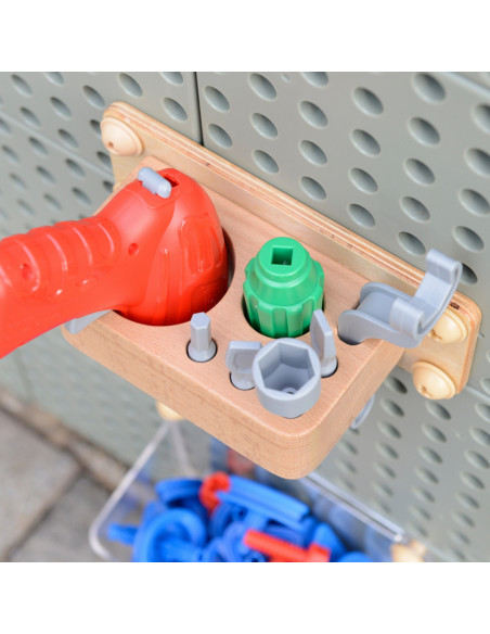 MASTERKIDZ Freestanding STEM Wall + Accessories: Dowels, Trays, Blocks, Tools