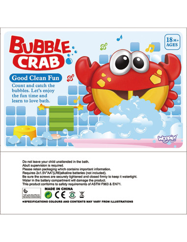 WOOPIE BABY Пенообразующая игрушка для ванны Краб с мелодией - 3 шт.