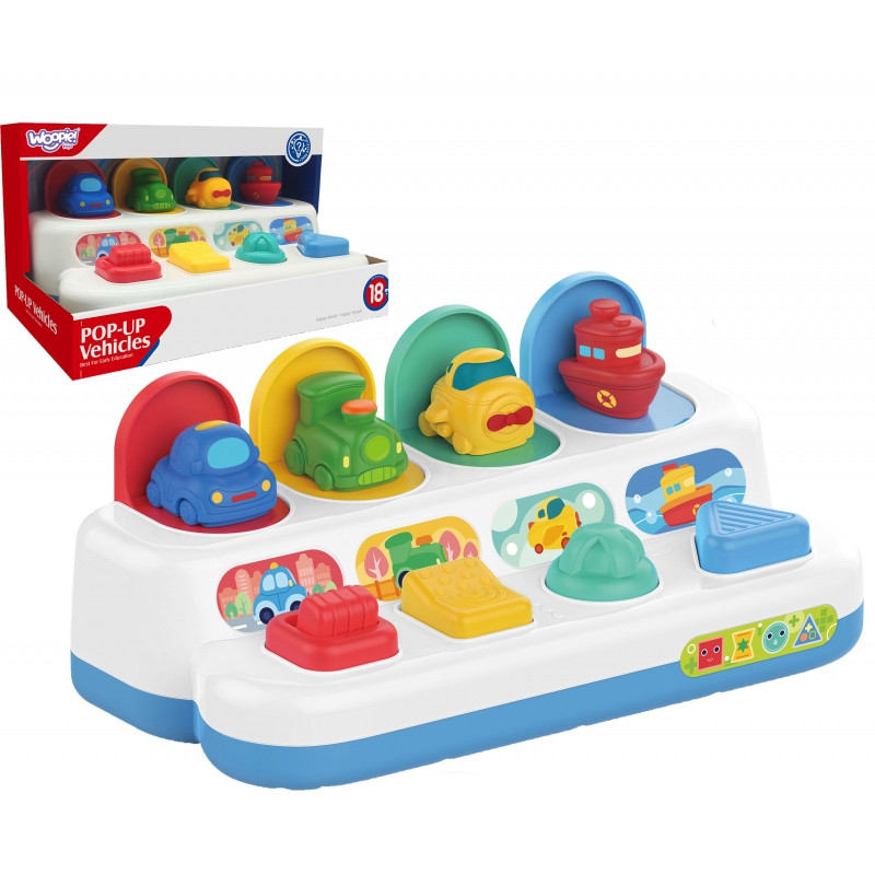 WOOPIE BABY Mokomasis iššokantis žaislas POP-UP transporto priemonės