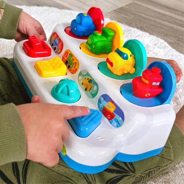 WOOPIE BABY Mokomasis iššokantis žaislas POP-UP transporto priemonės WOOPIE BABY Mokomasis iššokantis žaislas POP-UP transporto priemonės