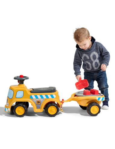 FALK JCB Ride-on Construction Truck with Trailer and Accessories