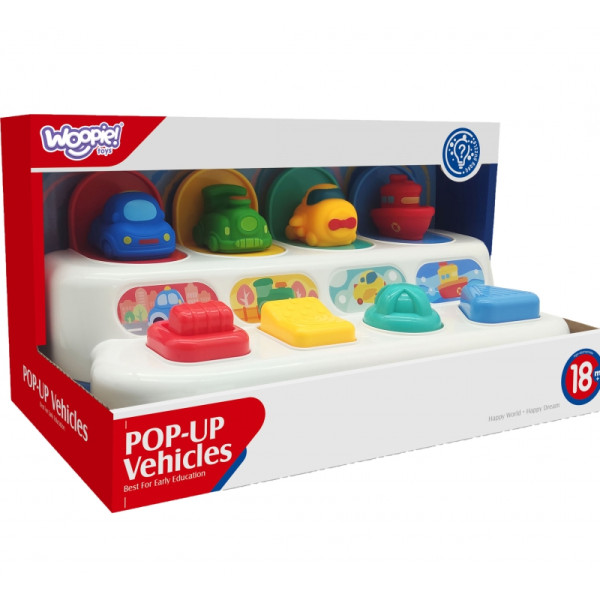WOOPIE BABY Mokomasis iššokantis žaislas POP-UP transporto priemonės WOOPIE BABY Mokomasis iššokantis žaislas POP-UP transporto priemonės
