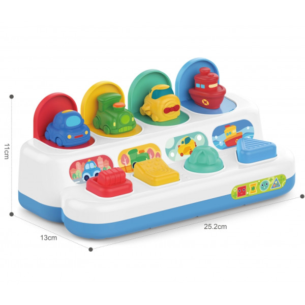 WOOPIE BABY Mokomasis iššokantis žaislas POP-UP transporto priemonės WOOPIE BABY Mokomasis iššokantis žaislas POP-UP transporto priemonės