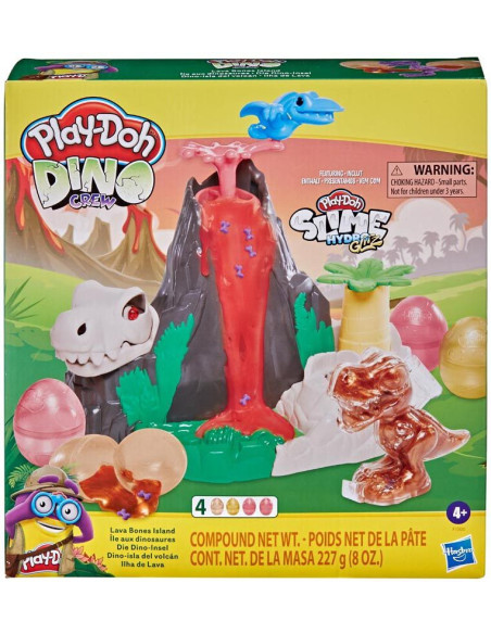 Play-Doh Slime Dino Crew Lava Bones Island Volcano Playset with HydroGlitz Eggs F1500