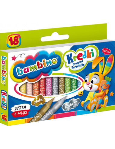 Bambino Kredki Z Glinki Kaolinowej 18 Kolorów Zestaw 0201