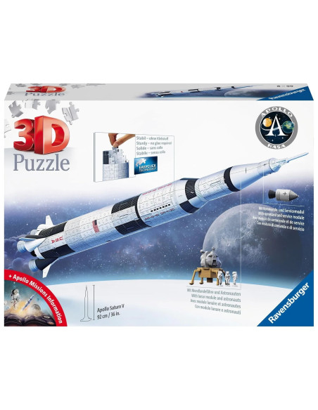 Ravensburger 3D Puzzle Apollo Saturn V Rocket 440 Pc 3D Puzzle 11545