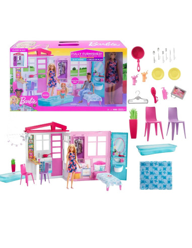 Barbie Dollhouse with accessories and doll GWY84
