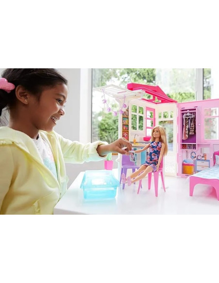 Barbie Dollhouse with accessories and doll GWY84