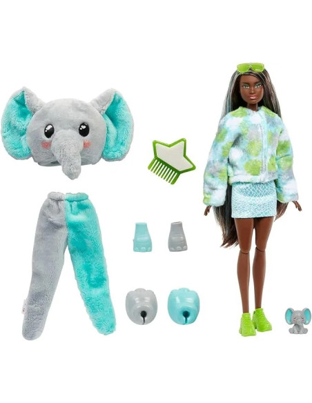Barbie Cutie Reveal Fashion Doll Jungle Series Elephant Plush Costume HKP98