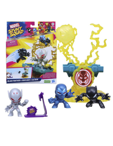 Marvel Stunt Squad Villain Knockdown Black Panther and Iron Man vs. Ultron F7834
