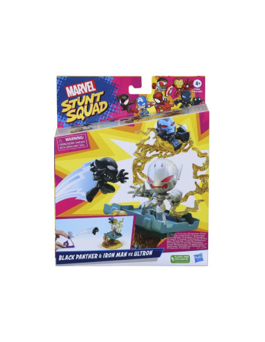 Marvel Stunt Squad Villain Knockdown Black Panther and Iron Man vs. Ultron F7834