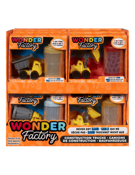 Wonder Factory Never Dry Sand Construction Trucks Asst in PDQ 595168-EUC