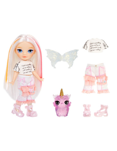 543442-EUC Rainbow High Littles Rainbow Fantasy Fairies Doll - Opal (Rainbow)
