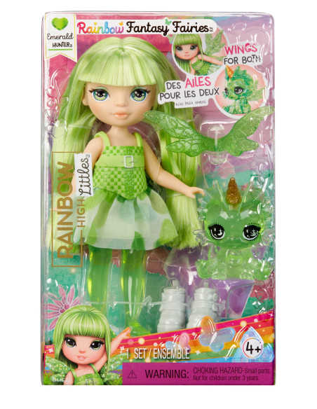 543404-EUC Rainbow High Littles Rainbow Fantasy Fairies Doll- Emerald (Green)