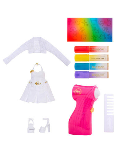 543367-EUC Rainbow High Air Brush & Create Fashion Dolls - Grey Eyes