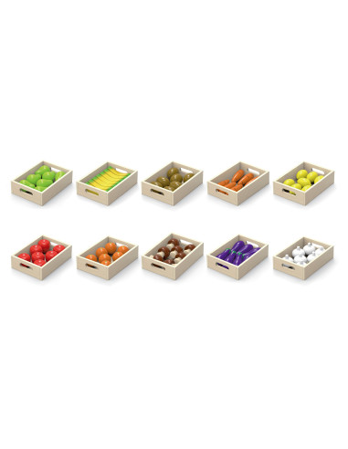 VIGA Wooden Fruits and Vegetables Set of 10 Crates