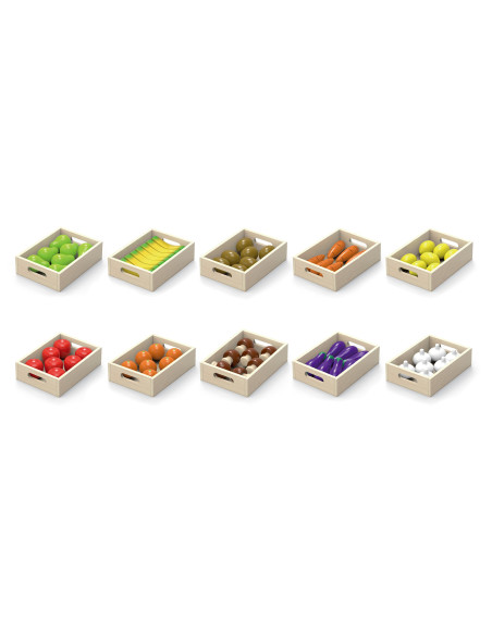 VIGA Wooden Fruits and Vegetables Set of 10 Crates