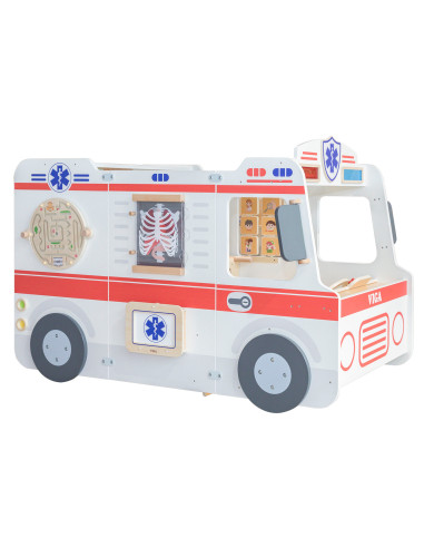 VIGA Large Wooden Ambulance Set Ambulance for Small Rescuers Accessories 25 pcs.