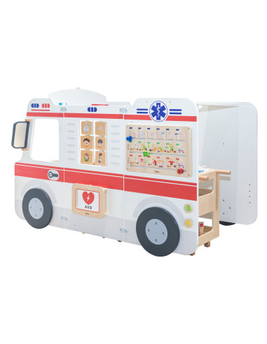 VIGA Large Wooden Ambulance Set Ambulance for Small Rescuers Accessories 25 pcs.