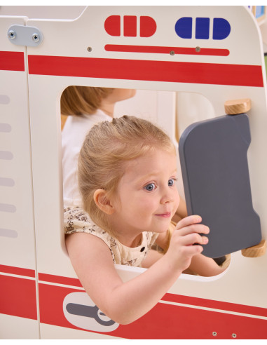 VIGA Large Wooden Ambulance Set Ambulance for Small Rescuers Accessories 25 pcs.