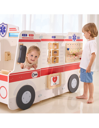 VIGA Large Wooden Ambulance Set Ambulance for Small Rescuers Accessories 25 pcs.