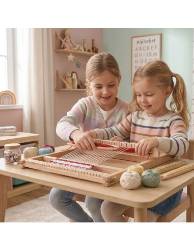 VIGA medinių audimo staklių dirbtuvių Montessori audimo rinkinys