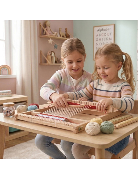 VIGA medinių audimo staklių dirbtuvių Montessori audimo rinkinys