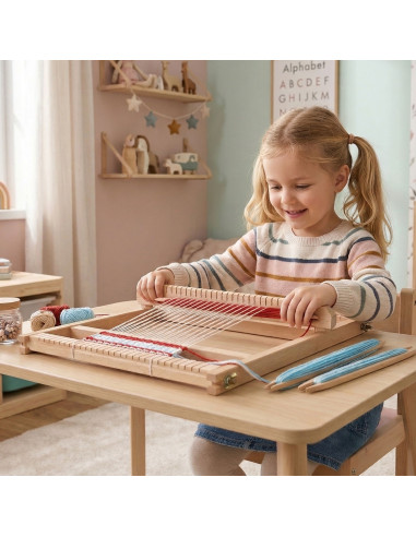 VIGA medinių audimo staklių dirbtuvių Montessori audimo rinkinys