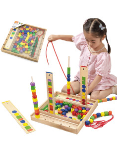 VIGA Wooden Educational Game Logical Beads 104 Pieces Montessori