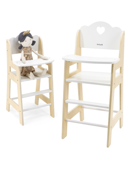 VIGA PolarB White Wooden Feeding Chair for Dolls