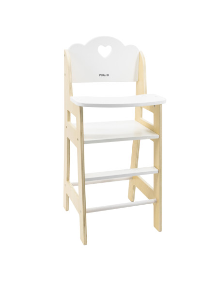 VIGA PolarB White Wooden Feeding Chair for Dolls