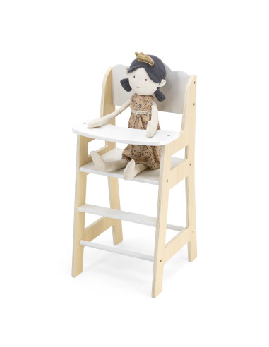 VIGA PolarB White Wooden Feeding Chair for Dolls