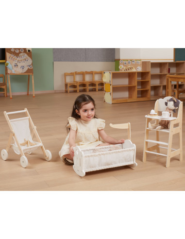 VIGA PolarB White Wooden Feeding Chair for Dolls