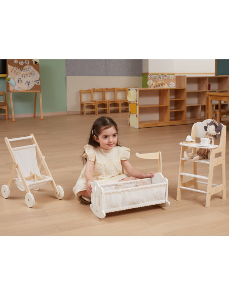 VIGA PolarB White Wooden Feeding Chair for Dolls