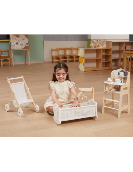 VIGA PolarB White Wooden Feeding Chair for Dolls