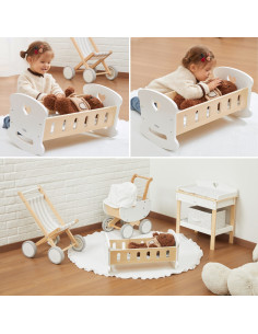 VIGA medinis lėlių lopšys su širdele 2