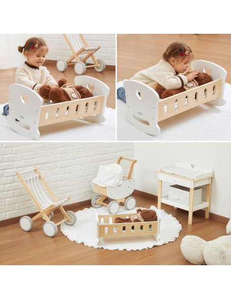 VIGA Wooden Doll Cradle with Heart
