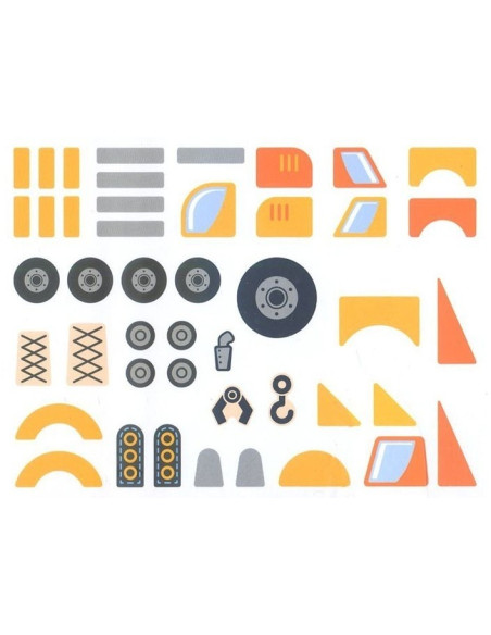 VIGA Medinis vinių prikalimo žaislas Statybinės transporto priemonės 45 dalys Montessori