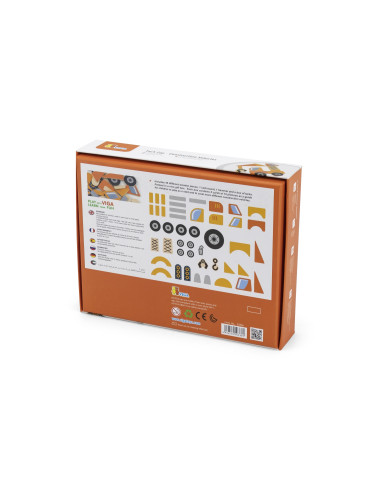 VIGA Medinis vinių prikalimo žaislas Statybinės transporto priemonės 45 dalys Montessori