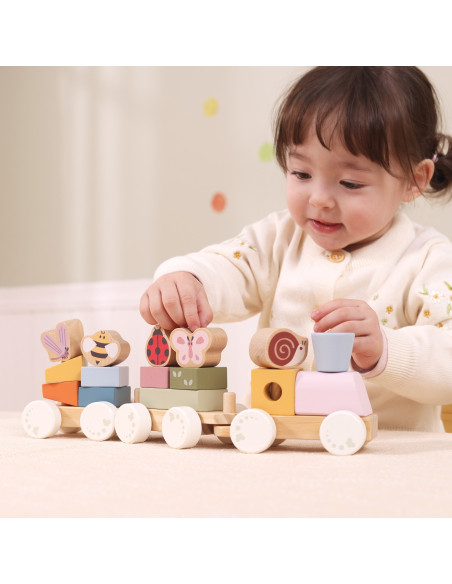 VIGA Wooden Spring Educational Train 18 Pieces
