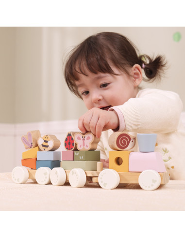 VIGA Wooden Spring Educational Train 18 Pieces