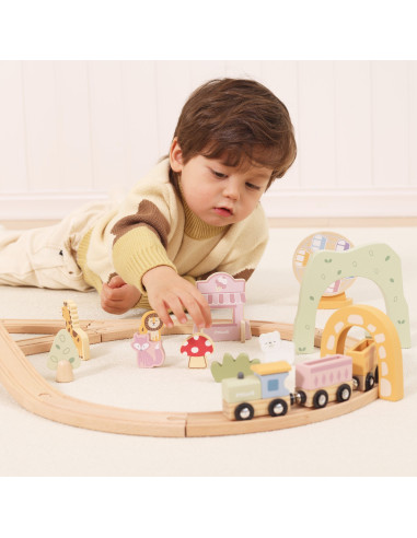 VIGA Wooden Train for Children Track 62 pieces