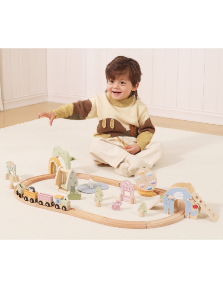 VIGA Wooden Train for Children Track 62 pieces