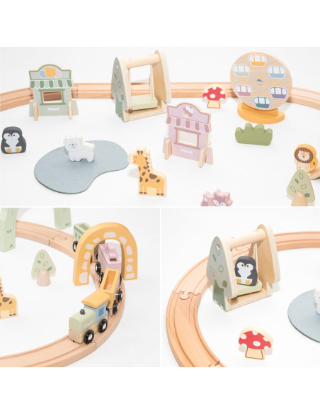 VIGA Wooden Train for Children Track 62 pieces